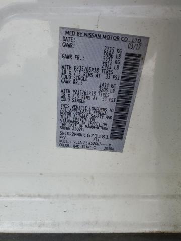 5N1DR2MN8HC673181 - 2017 NISSAN PATHFINDER S Beyaz fotoğraf 13