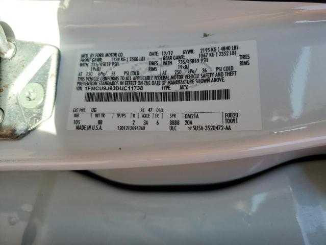 1FMCU9J93DUC11738 - 2013 FORD ESCAPE TITANIUM 白色 照片 13