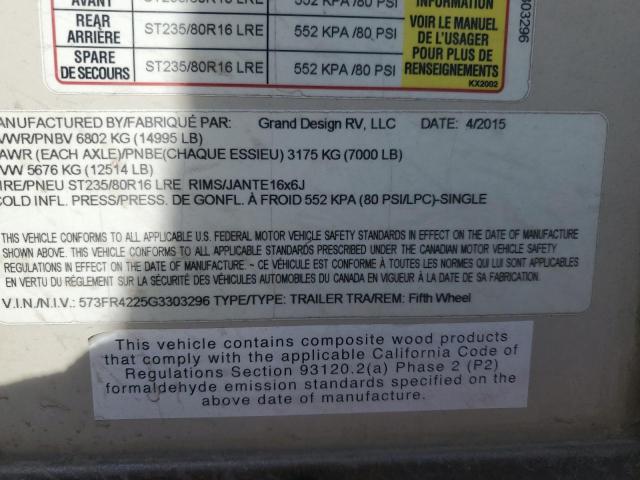 573FR4225G3303296 - 2016 GRAN REFLECTION BEIGE photo 10