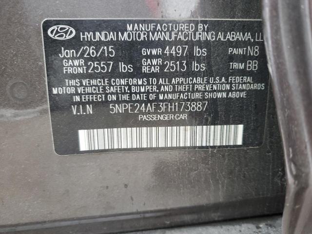 5NPE24AF3FH173887 - 2015 HYUNDAI SONATA SE BLACK photo 12