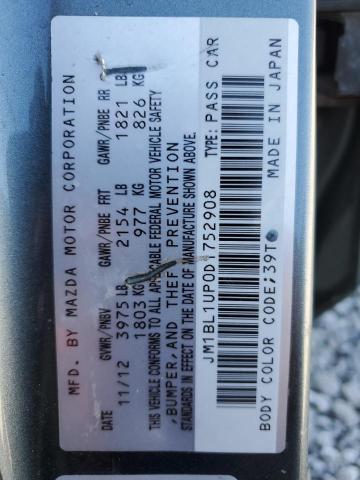 JM1BL1UP0D1752908 - 2013 MAZDA 3 I GRAY photo 12