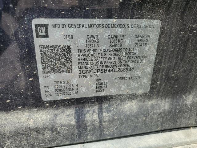 3GNCJPSB4KL288944 - 2019 CHEVROLET TRAX 1LT 蓝色 照片 12
