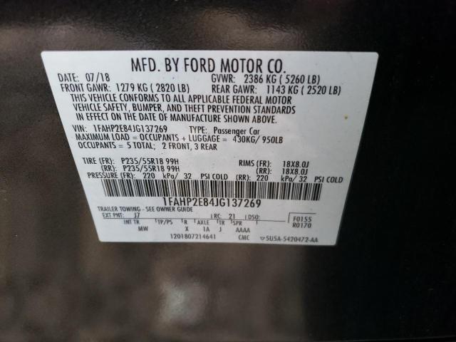 1FAHP2E84JG137269 - 2018 FORD TAURUS SEL GRAY photo 12