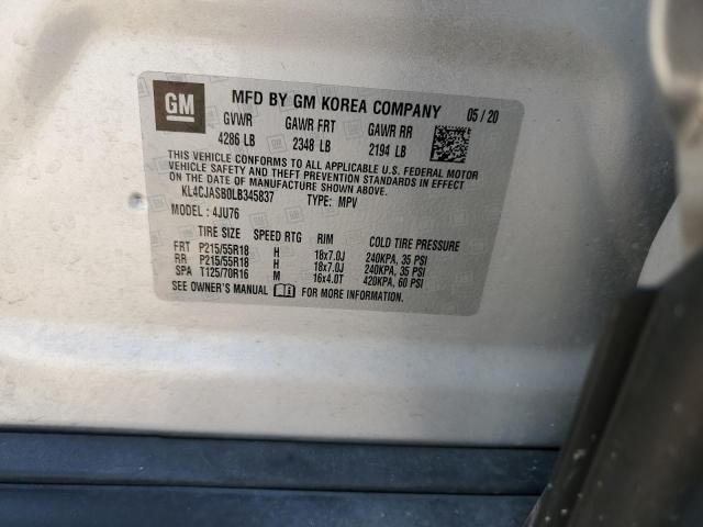 KL4CJASB0LB345837 - 2020 BUICK ENCORE PREFERRED SILVER photo 13