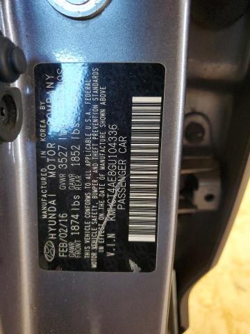 KMHCT4AE8GU104336 - 2016 HYUNDAI ACCENT SE GRAY photo 12