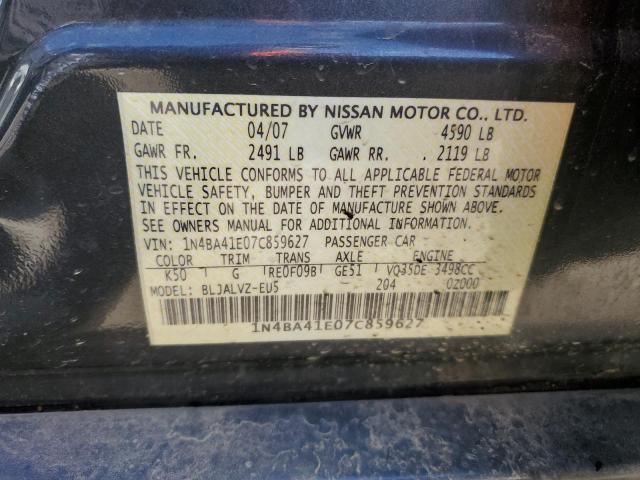 1N4BA41E07C859627 - 2007 NISSAN MAXIMA SE GRAY photo 13