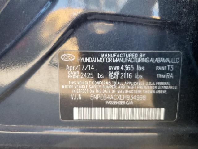 5NPEB4ACXEH934998 - 2014 HYUNDAI SONATA GLS BLUE photo 12