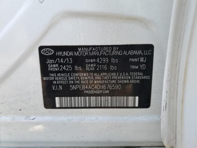 5NPEB4AC4DH676590 - 2013 HYUNDAI SONATA GLS WHITE photo 12