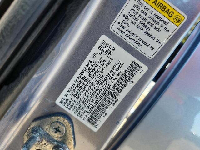 5J6RE48737L009859 - 2007 HONDA CR-V EXL BLUE photo 12