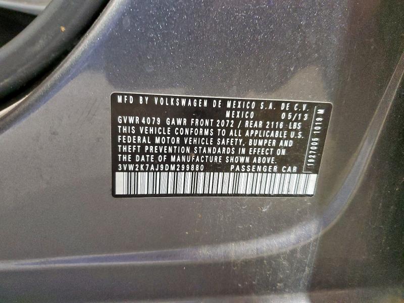 3VW2K7AJ9DM299880 - 2013 VOLKSWAGEN JETTA BASE GRAY photo 12