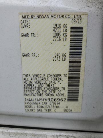 1N4AL3AP3FN906962 - 2015 NISSAN ALTIMA 2.5 白色 照片 12