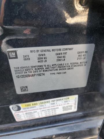 1G1ZC5EB4AF118274 - 2010 CHEVROLET MALIBU 1LT BLACK photo 12