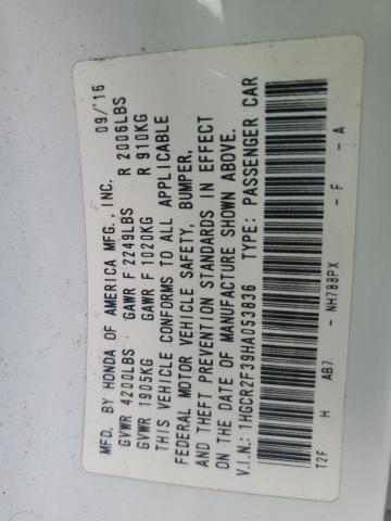 1HGCR2F39HA053836 - 2017 HONDA ACCORD LX 白色 照片 12