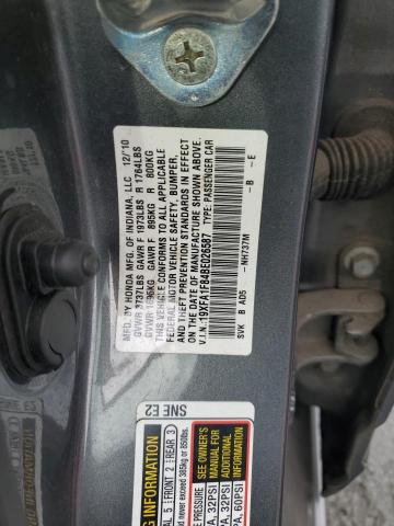 19XFA1F84BE026587 - 2011 HONDA CIVIC EX GRAY photo 12