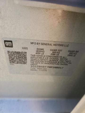 1G1ZB5ST7MF089017 - 2021 CHEVROLET MALIBU LS فضي صورة 12