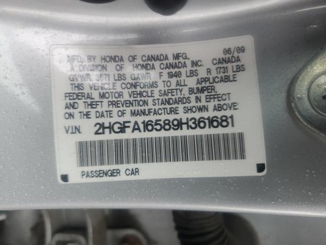 2HGFA16589H361681 - 2009 HONDA CIVIC LX Boz foto 12