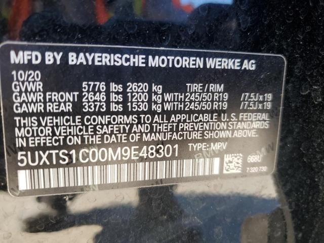 5UXTS1C00M9E48301 - 2021 BMW X3 XDRIVE30E BLACK photo 14