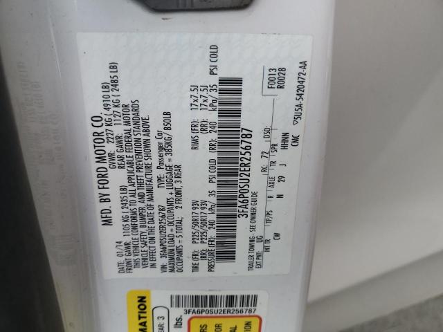 3FA6P0SU2ER256787 - 2014 FORD FUSION TITANIUM PHEV 白色 照片 12
