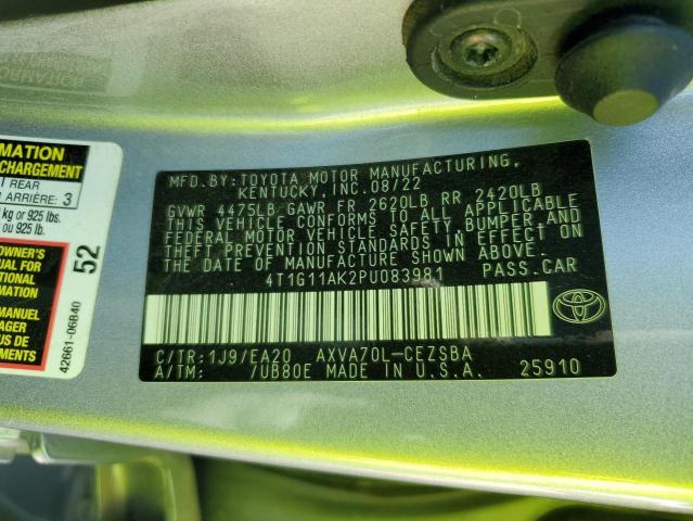 4T1G11AK2PU083981 - 2023 TOYOTA CAMRY SE NIGHT SHADE SILVER photo 12