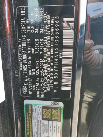 5XYPH4A15JG356963 - 2018 KIA SORENTO EX BLACK photo 13