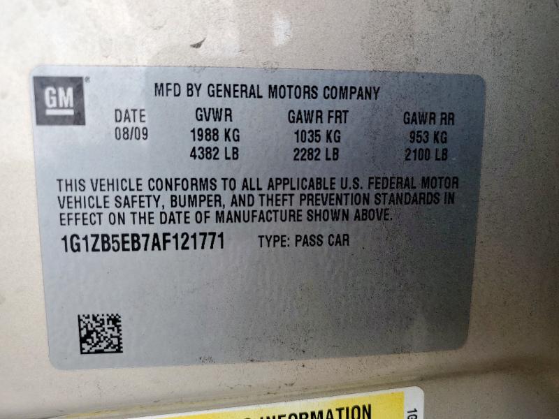 1G1ZB5EB7AF121771 - 2010 CHEVROLET MALIBU LS Altın fotoğraf 13