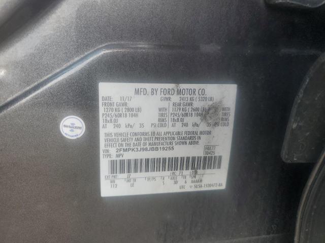 2FMPK3J98JBB19255 - 2018 FORD EDGE SEL Մոխրագույն լուսանկար 13