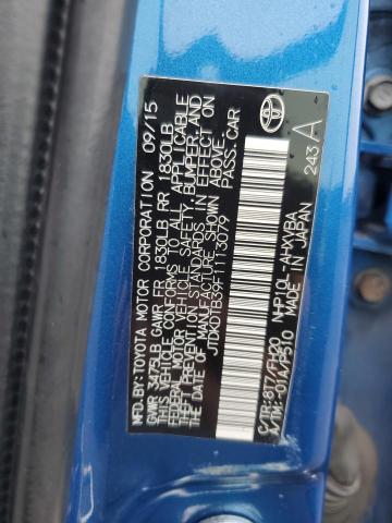 JTDKDTB39F1113079 - 2015 TOYOTA PRIUS C BLUE photo 12