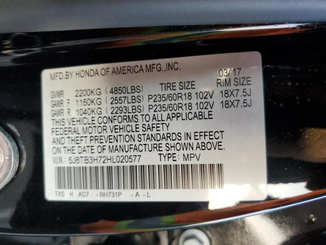 5J8TB3H72HL020577 - 2017 ACURA RDX ADVANCE BLACK photo 14