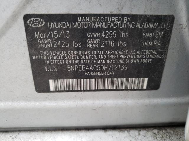 5NPEB4AC5DH712139 - 2013 HYUNDAI SONATA GLS SILVER photo 12