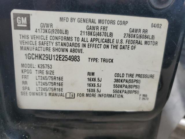 1GCHK29U12E254983 - 2002 CHEVROLET SILVERADO K2500 HEAVY DUTY BLACK photo 13