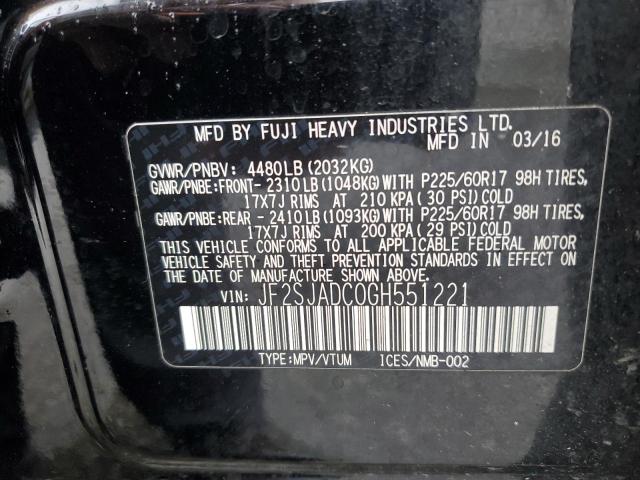 JF2SJADC0GH551221 - 2016 SUBARU FORESTER 2.5I PREMIUM Чорний фото 13