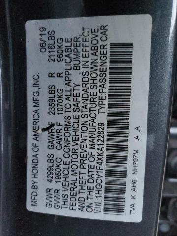 1HGCV1F4XKA122829 - 2019 HONDA ACCORD EX CHARCOAL photo 13