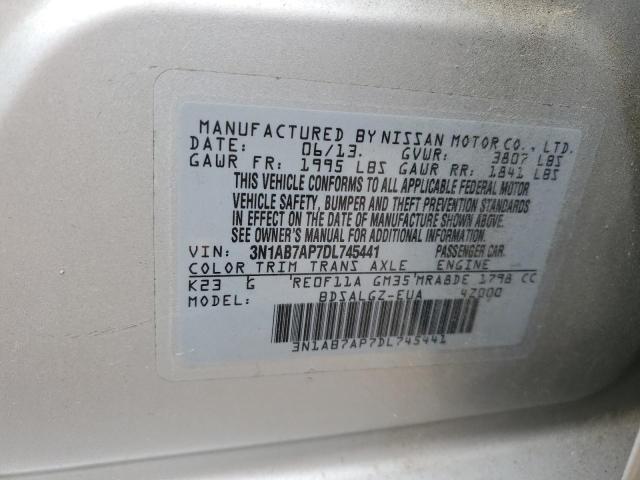 3N1AB7AP7DL745441 - 2013 NISSAN SENTRA S 银色 照片 13