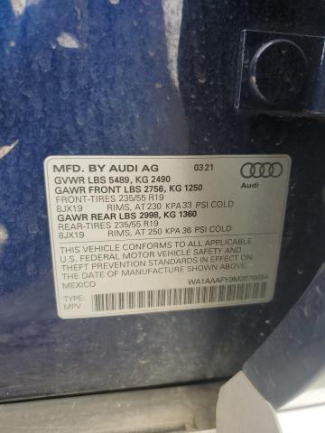 WA1AAAFY9M2070654 - 2021 AUDI Q5 PREMIUM ლურჯი ფოტო 13
