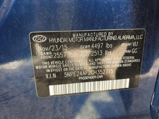 5NPE24AF2GH352715 - 2016 HYUNDAI SONATA SE BLUE photo 12