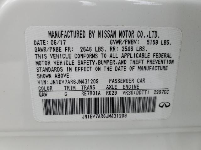 JN1EV7AR6JM431209 - 2018 INFINITI Q50 LUXE WHITE photo 12