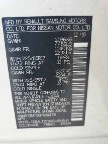 KNMAT2MT5GP634479 - 2016 NISSAN ROGUE S أبيض صورة 13