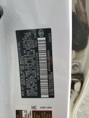 4T1BE46K69U810390 - 2009 TOYOTA CAMRY BASE 白色 照片 12