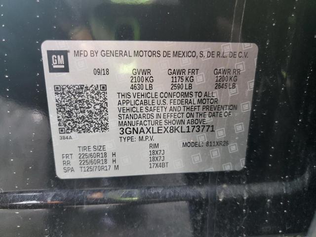 3GNAXLEX8KL173771 - 2019 CHEVROLET EQUINOX LT Noir photo 13