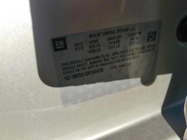 1G11B5SA1DF340478 - 2013 CHEVROLET MALIBU LS თაფლისფერი ფოტო 12