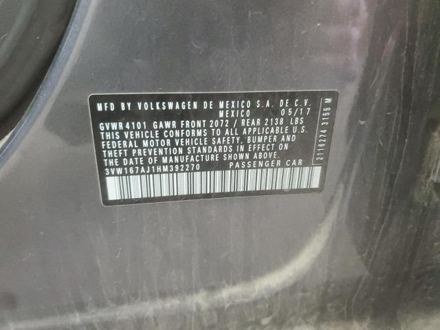 3VW167AJ1HM392270 - 2017 VOLKSWAGEN JETTA S GRAY photo 13