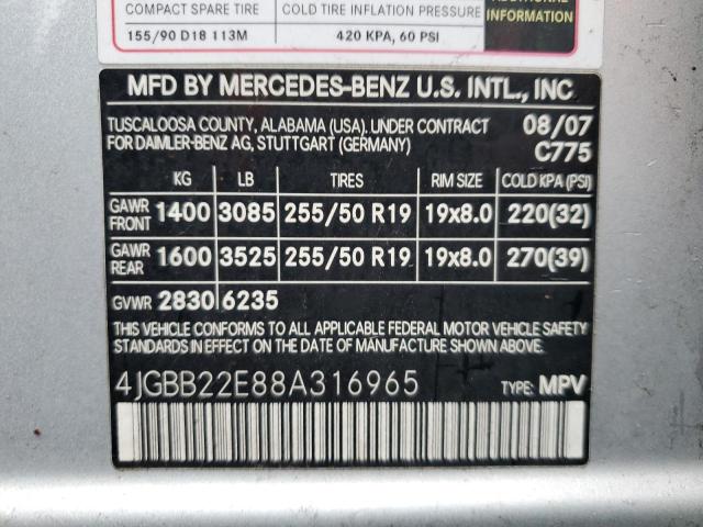 4JGBB22E88A316965 - 2008 MERCEDES-BENZ ML 320 CDI SILVER photo 14