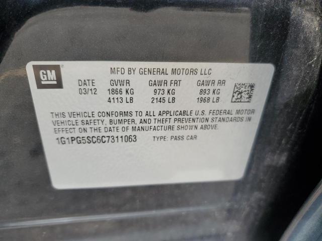 1G1PG5SC6C7311063 - 2012 CHEVROLET CRUZE LT BLACK photo 12