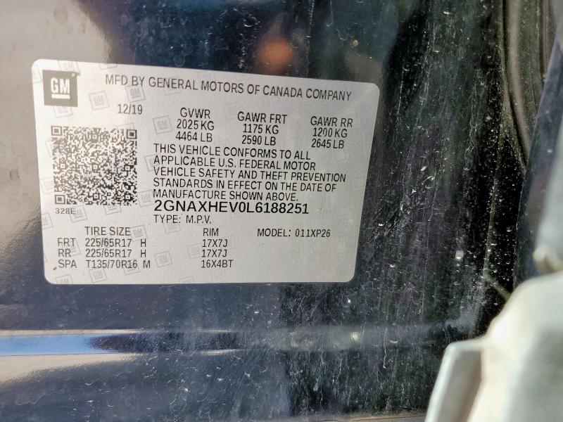 2GNAXHEV0L6188251 - 2020 CHEVROLET EQUINOX LS BLUE photo 13