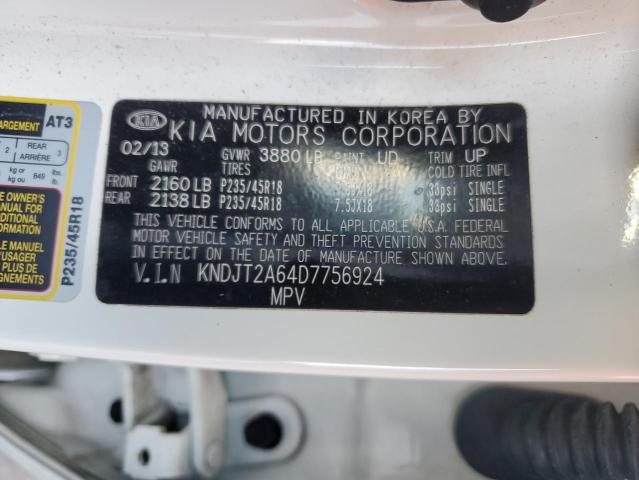 KNDJT2A64D7756924 - 2013 KIA SOUL + WHITE photo 12