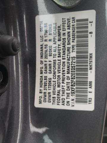 19XFB2F82EE057215 - 2014 HONDA CIVIC EX GRAY photo 12