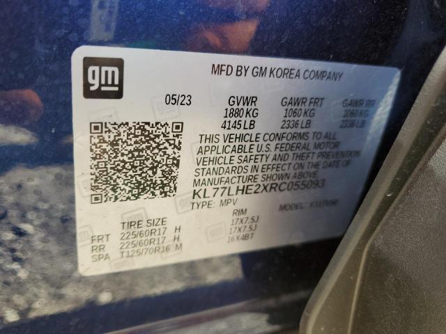 KL77LHE2XRC055093 - 2024 CHEVROLET TRAX 1LT BLUE photo 13