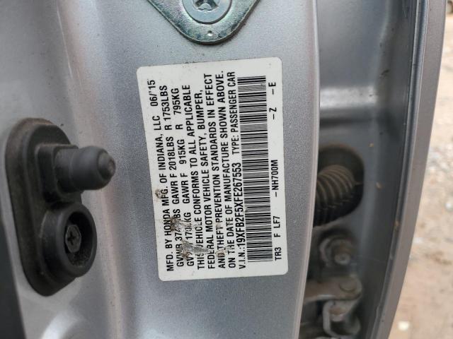 19XFB2F5XFE267553 - 2015 HONDA CIVIC LX ვერცხლისფერი ფოტო 12
