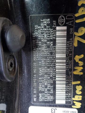 2T1BU4EE2AC465623 - 2010 TOYOTA COROLLA BASE GRAY photo 12