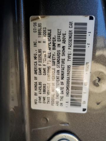 1HGCM56896A184595 - 2006 HONDA ACCORD EX GRAY photo 12